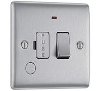 Masterplug NBS53 - Unità di connessione 13A in acciaio spazzolato, con neon e presa per cavo
