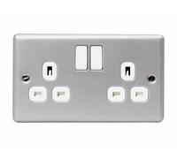 Masterplug Metallo Vestita Presa Elettrica 2-Gang 13A MSTMC522