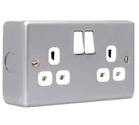 Masterplug - Presa commutata placcata in metallo 2-Gang 13A