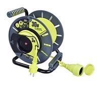 Masterplug Pro-XT Avvolgicavo 33 m, prolunga 4 schufi IP44 esterni, estensione elettrica Schuko 3000 w grigio/verde