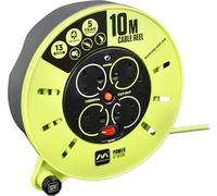 Masterplug Pro-XT - Avvolgicavo a 4 prese medie, con impugnatura avvolgente, taglio termico e interruttore di alimentazione, 10 m, cavo ad alta visibilità, verde