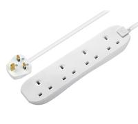 Masterplug 4-Way Compact Power Socket with 5m Extension Lead (White)