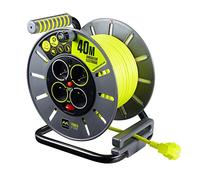 Masterplug, Raccoglitore cavo elettrico Silver, Arrotolatore, 40 m, 4 x CEE 7/4 Sockets, Termico, Manuale, A parete, Plastica, 0.9 kg, 21 x 24.5 x 27.2 cm