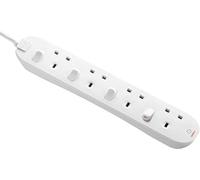 Masterplug SWC4210N-MP Prolunga a quattro prese con interruttori individuali, 2 metri, bianco, 2.1"* 1.0"* 12.8"