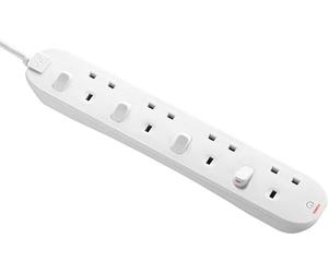 Masterplug SWC4210N-MP Prolunga a quattro prese con interruttori individuali, 2 metri, bianco, 2.1"* 1.0"* 12.8"