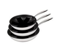 MasterPRO Argent 3 | 3 padelle antiaderenti da 20, 24 e 28 cm | con triplo strato in acciaio inox e alluminio forgiato | con manico ergonomico | padella in acciaio inox | per tutti i tipi di cucina