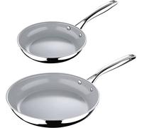 MasterPRO ARGENT 3 - Set di 3 teglie da 20cm e 24cm - Acciaio inossidabile - Rivestimento ceramico ILAG - PFAS, PFOA, PTFE FREE - 3 strati - Sicuro per induzione e forno