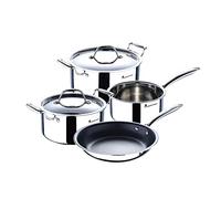 MasterPro - Batteria da cucina Triply da 6 pezzi con 2 pentole da 20 e 24 cm con coperchio, 1 pentola da 16 cm e padella da 24 cm, antiaderenti in acciaio inox con manici ergonomici, senza PFOA