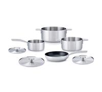 Masterpro by Alessi, Set di Pentole "Bones" in Acciaio Inox | 7 Pezzi, Compatibile con Induzione, Casseruole e Padelle con Coperchi, Lavabili in Lavastoviglie