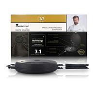 MasterPRO by Carlo Cracco - Padella doppio grill rotonda effetto fornetto 26cm, corpi separabili con rivestimento antiaderente effetto pietra, chiusura ermetica