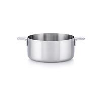 MasterPRO Alessi Bones - Casseruola in acciaio inox da 24 cm - Finitura opaca interna ed esterna - Corpo dritto - Scala di misurazione - Manico laterale saldato in ghisa cava - Adatto all'induzione