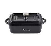 MasterPro Cook & Share | Casseruola in Gres | Design Rettangolare con Coperchio Colore Nero | 15,8 x 9 x 4,5 cm | Manici Ergonomici | Tegame per Ogni Piano Cottura | Per Lavastoviglie e Forno
