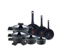 MasterPro Gastro Reeco | Set di 11 padelle da 20, 24 e 28 cm, pentole da 20, 24 e 28 cm e pentola da 16 cm con coperchio | alluminio pressofuso riciclato | Heatdot | rivestimento antiaderente