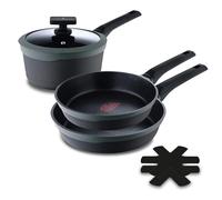 MasterPro Gastro Reeco | Set di 5 padelle antiaderenti | 3 x 20, 24 e 28 cm e pentole da 16 cm con coperchio | Heatdot | Alluminio pressofuso riciclato | Adatto a tutti i piani cottura