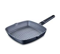 MasterPRO Indigo | Padella con griglia laterale 28 cm e altezza 5,5 cm | Alluminio pressofuso | Rivestimento di massima anti-aderenza | Manico Soft Touch | Per tutti i tipi di cucine