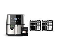 MasterPRO ROCKET 600 - Friggitrice ad aria calda 6L senza PFAS 1800W 6L con rivestimento in ceramica CERATECH - Display touch LED - Termostato regolabile 80-200°C - Cestello rimovibile