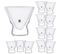 MasterPRO - Set di 12 bicchieri da cocktail a doppia parete, 230 ml, in vetro Borosilicato ad alta resistenza,