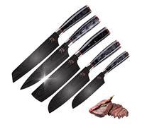 MasterPRO Tetsu | Coltelli da cucina | Set completo di 5 coltelli giapponesi | Perfetti per tagliare tutti i tipi di cibo | Cucina professionale | Rinforzati, bilanciati e con rivestimento in titanio