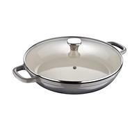 MasterPro Unique | Casseruola da Cucina Bassa con Coperchio | Pentola da 30,5 cm | Colore Bianco | Fabbricata in Ghisa | Manici Ergonomici | Pentola da Cucina | Per Tutti i Tipi di Piani Cottura
