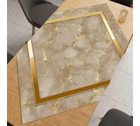Masters House Centrotavola 90x90 Microfibra Effetto Marmo Oro Made in Italy - Tovaglia Stampa Digitale HD Anallergica - Lavabile No Stiro - Design Moderno Elegante