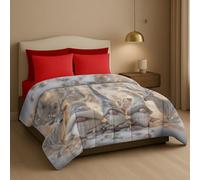 Masters House Trapunta Piumone Invernale Matrimoniale Stampa Digitale HD 4K Magia del Natale in Microfibra Anallergica, Imbottitura Calda e Morbida, Natalizi, Made in Italy (Gnomi 1)