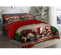 Masters House Trapunta Piumone Invernale Matrimoniale Stampa Digitale HD 4K Natale in Microfibra Anallergica, Imbottitura Calda e Morbida, Design Natalizio Elegante, Made in Italy (Orsacchiotto)