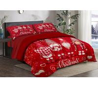 Masters House Trapunta Piumone Invernale Matrimoniale Stampa Digitale HD 4K Natale in Microfibra Anallergica, Imbottitura Calda e Morbida, Design Natalizio Elegante, Made in Italy (Folletti Rossi)