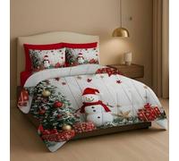 Masters House Trapunta Piumone Invernale Matrimoniale Stampa Digitale HD 4K Natale in Microfibra Anallergica, Imbottitura Calda e Morbida, Design Natalizi Elegante, Made in Italy (Pupazzo Neve)