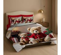 Masters House Trapunta Piumone Invernale Matrimoniale Stampa Digitale HD 4K Natale in Microfibra Anallergica, Imbottitura Calda e Morbida, Design Natalizi Elegante, Made in Italy (Orsi)