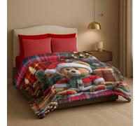 Masters House Trapunta Piumone Invernale Matrimoniale Stampa Digitale HD 4K Natale in Microfibra Anallergica, Imbottitura Calda e Morbida, Design Natalizi Elegante, Made in Italy (Orsetto)