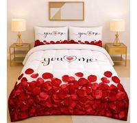 Masters House Trapunta Piumone Invernale Matrimoniale Stampa Digitale HD 4K San Valentino in Microfibra Anallergica, Imbottitura Calda e Morbida, Cuore Amore, Made in Italy (Petali)