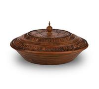 Masters of Asia Ciotola in teak fatta a mano con coperchio, per conservare frutta secca, noci, caramelle o prodotti sfusi (42 x 15 cm)