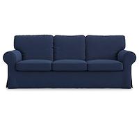 MASTERS OF COVERS copridivano adatto a IKEA 3 posti Ektorp copridivano fatto a mano in cotone copridivano blu 218x88x88cm