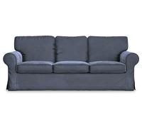 MASTERS OF COVERS Copridivano compatibile con divano IKEA Ektorp a 3 posti, copridivano di ricambio fatto a mano, 218 x 88 x 88 cm (velluto premium, blu mezzanotte)