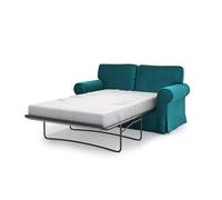 MASTERS OF COVERS Copridivano per divano letto compatibile con Ikea Ektorp 2 posti, rivestimento di ricambio, realizzato a mano, 197 x 90 x 88 cm (velluto, blu petrolio)