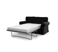 MASTERS OF COVERS Copridivano per divano letto compatibile con Ikea Ektorp 2 posti, rivestimento di ricambio, realizzato a mano, 197 x 90 x 88 cm (velluto, nero)