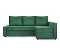 MASTERS OF COVERS Fodera di Ricambio per Divano Letto Angolare IKEA Friheten, Chaise Sinistra/Destra, Vestibilità Individuale, 230 x 68/151 x 66 cm (Verde, Velluto)