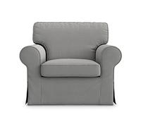 MASTERS OF COVERS Fodera di Ricambio per Poltrona IKEA Ektorp, Ektorp Fodera Poltrona, Copripoltrona Ektorp, Copertura per Poltrona Ektorp, 104 x 88 x 88 cm (Cotone, Grigio)