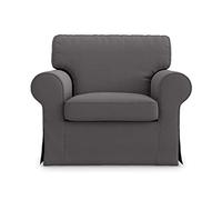 MASTERS OF COVERS Fodera di Ricambio per Poltrona Ikea Ektorp, Ektorp Fodera Poltrona, Copripoltrona Ektorp, Copertura per Poltrona Ektorp, 104 x 88 x 88 cm (Cotone, Grigio Scuro)