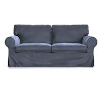 MASTERS OF COVERS Fodera per divano compatibile con IKEA Ektorp a 2 posti, rivestimento di ricambio, fatto a mano, 100% cotone (Blu notte, velluto premium)