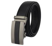 Masters & Stylists Cintura Uomo Nera, Cintura in Pelle con Fibbia Automatica Senza Buchi, Cinta Elegante e Resistente, Regalo Uomo, Larghezza 3.5cm, Lunghezza 110cm