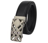 Masters & Stylists Cintura Uomo Nera, Cintura in Pelle con Fibbia Automatica Senza Buchi, Cinta Elegante e Resistente, Regalo Uomo, Larghezza 3.5cm, Lunghezza 120cm