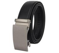 Masters & Stylists Cintura Uomo Nera, Cintura in Pelle con Fibbia Automatica Senza Buchi, Cinta Elegante e Resistente, Regalo Uomo, Larghezza 3.5cm, Lunghezza 120cm