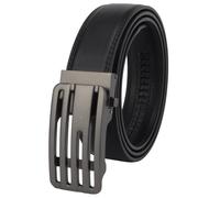Masters & Stylists Cintura Uomo Nera, Cintura in Pelle con Fibbia Automatica Senza Buchi, Cinta Elegante e Resistente, Regalo Uomo, Larghezza 3.5cm, Lunghezza 120cm