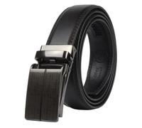 Masters & Stylists Cintura Uomo Nera, Cintura in Pelle con Fibbia Automatica Senza Buchi, Cinta Elegante e Resistente, Regalo Uomo, Larghezza 3.1cm, Lunghezza 110cm