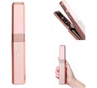 Masterscape - Piastra per capelli portatile, mini spazzola lisciante portatile senza fili, con ricaricabile tramite USB, mini ferro arricciacapelli a doppio scopo (rosa)