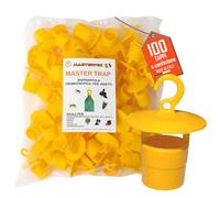Mastertec Master Trap, 100 Pezzi, Trappola Mosche, Calabroni, Vespe, Cimici Asiatiche, Drosophila Suzukii e Popilia Japonica, Trappole Cromotropiche Gialle Ecologiche, Cattura Insetti Made in Italy