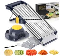MASTERTOP Mandolina Affettatrice Professionale, Mandoline Giapponese per Verdure, Mandolina Vegetale Regolabile con Lame Affilate, Affetta Verdure Cucina in Acciaio Inox per Patate, Carote (Giallo)
