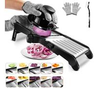 MASTERTOP Mandolina Cucina Regolabile in Inox, Mandoline Affettatrice Professionale con Lama Affilata Integrata, Mandolina Giapponese con Diversi Spessori per Affettare, Julienne e Cialdare