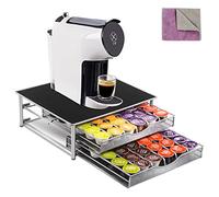 MASTERTOP Porta Capsule per Macchina da Caffè con 2 Cassetti Antiscivolo, Dispenser Capsule Grande Capacità in Metallo per Casa e Ufficio